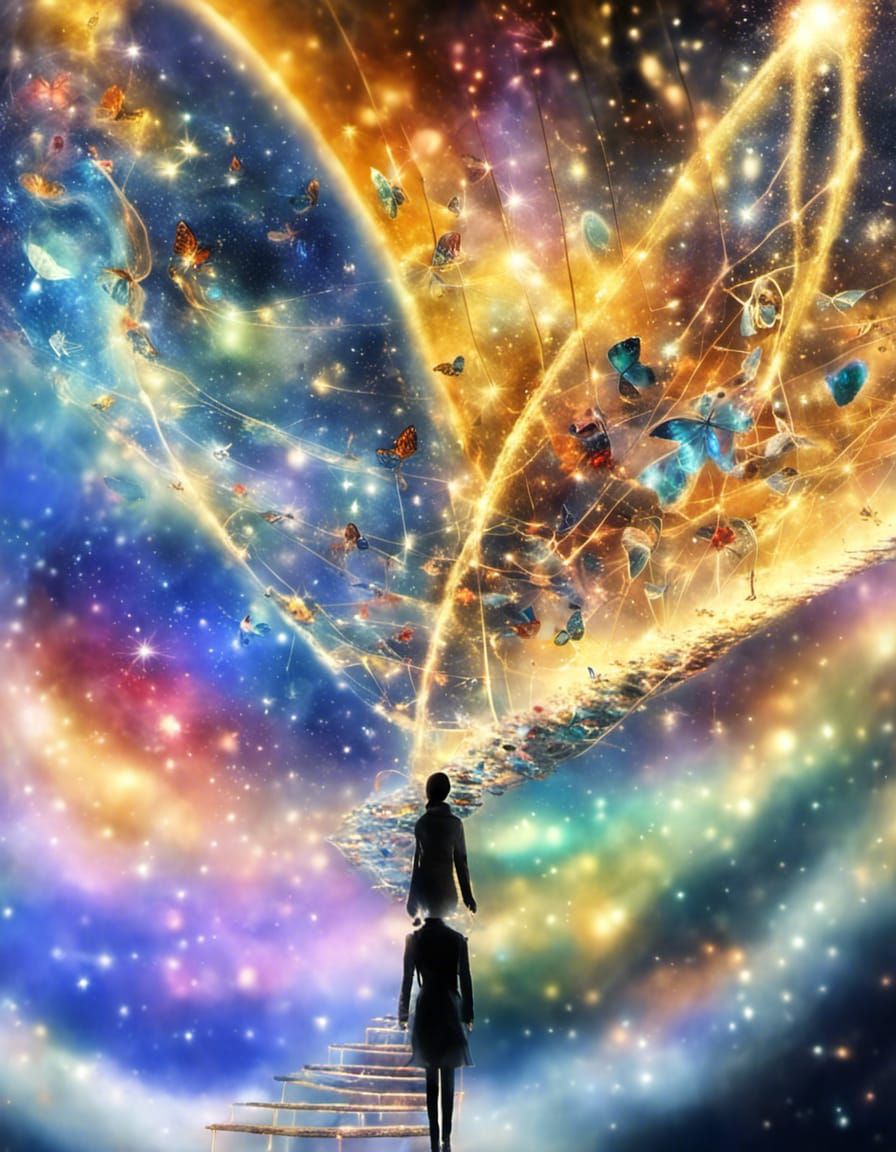 Surreal Star Portal with Woman Silhouette