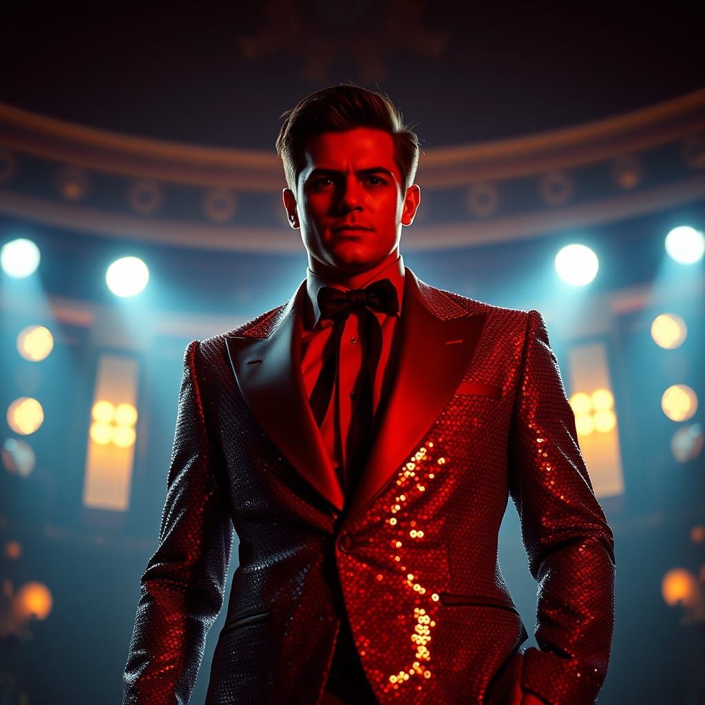 Charismatic Superstar Shines on Grand Stage with Sequined Su...