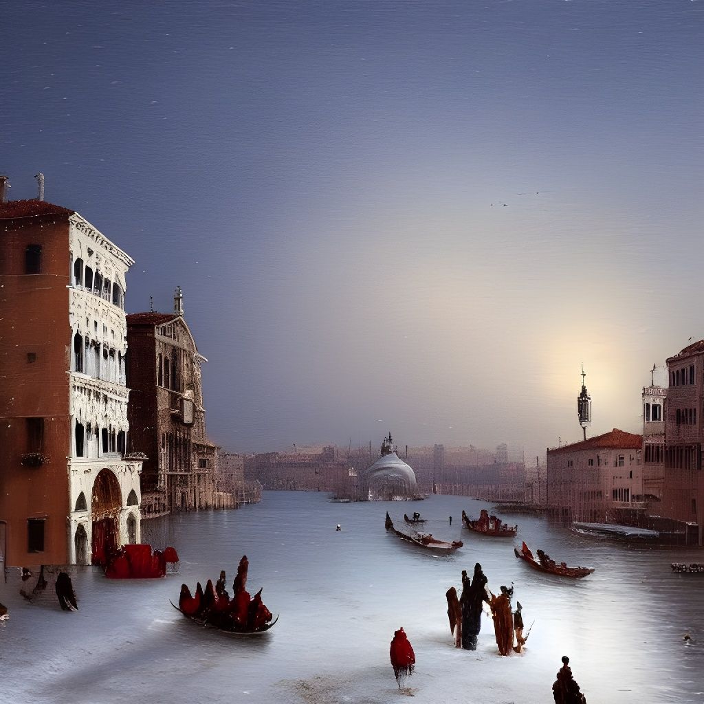 Venice in Winter Snow: An Italian Oil Painting
