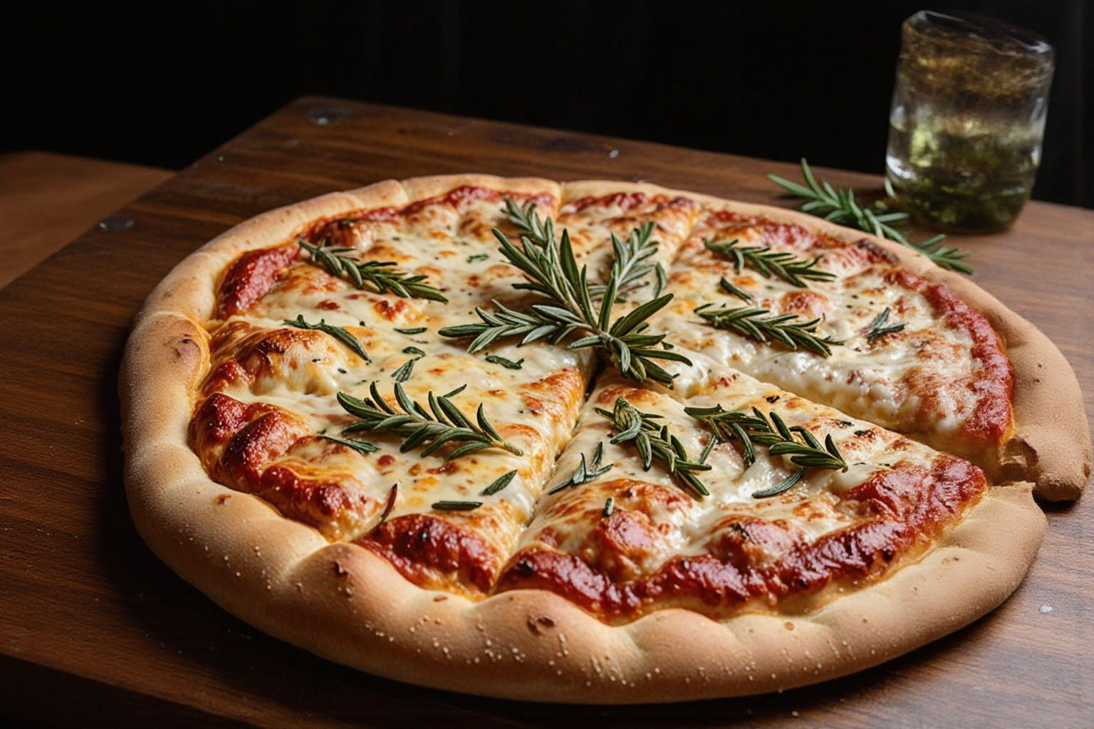 Delicious Cheese Pizza with Rosemary Topping