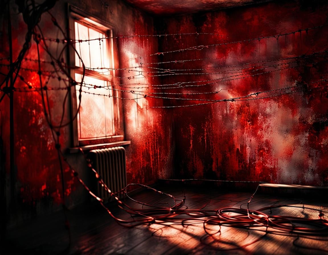 Disturbing Living Room with Rusty Walls in Somber Colors