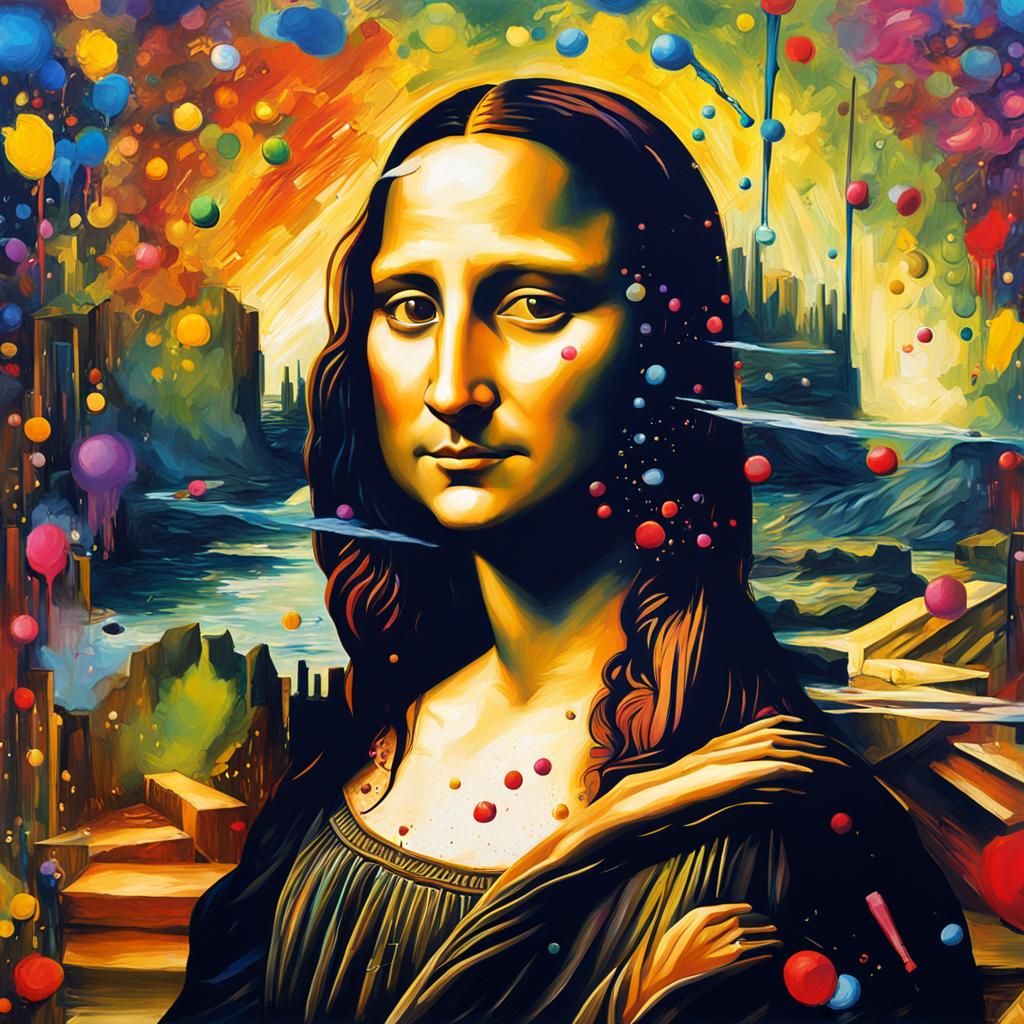 Hyperrealistic Mona Lisa Splash Art Painting