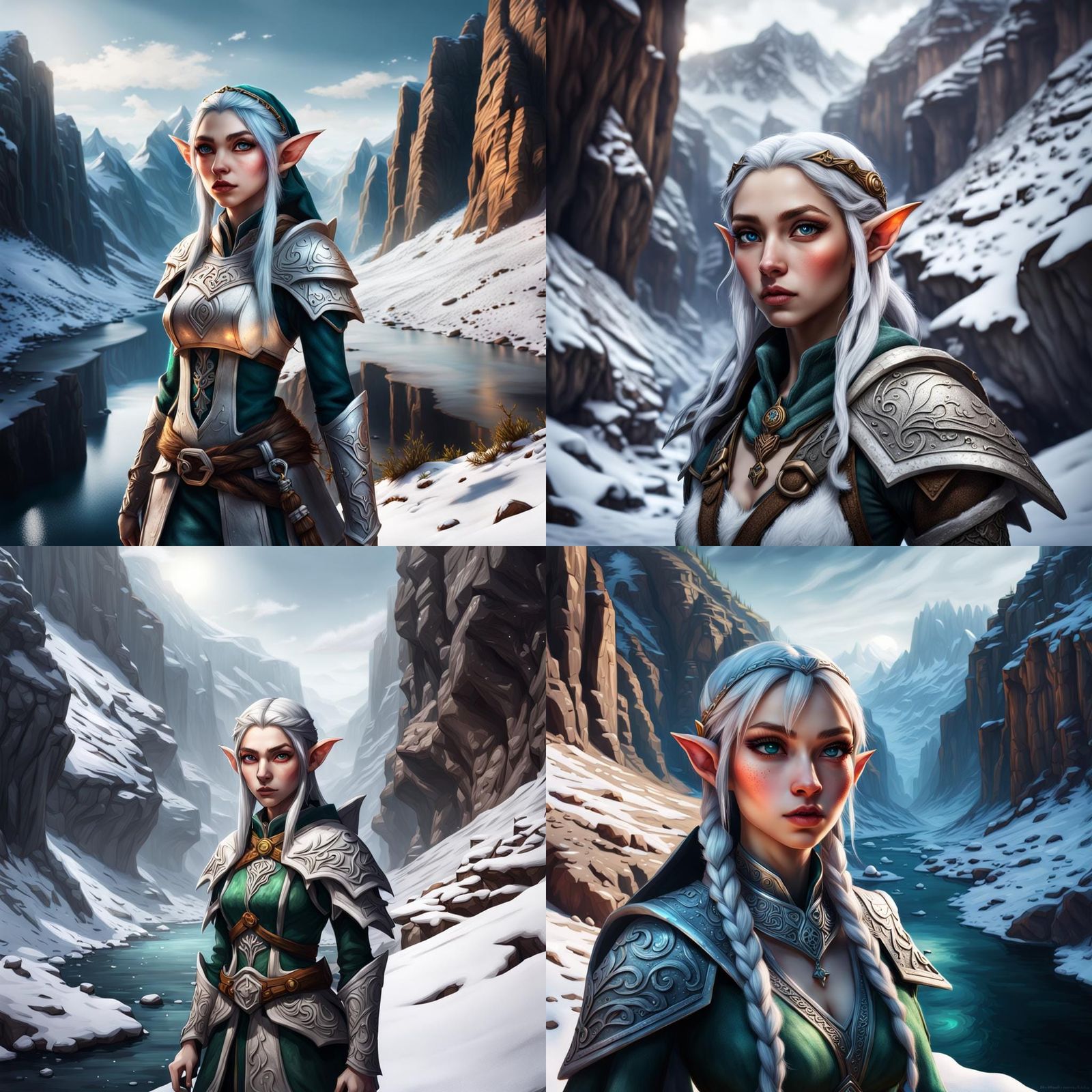 Chibi Elf in Snowy Canyon: Hyperrealistic HDR Portrait