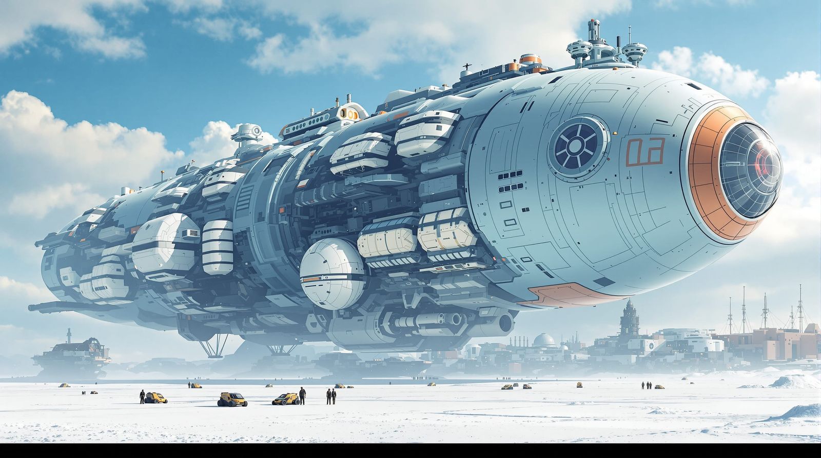 Colossal Spaceship City Lands on Frozen Planet