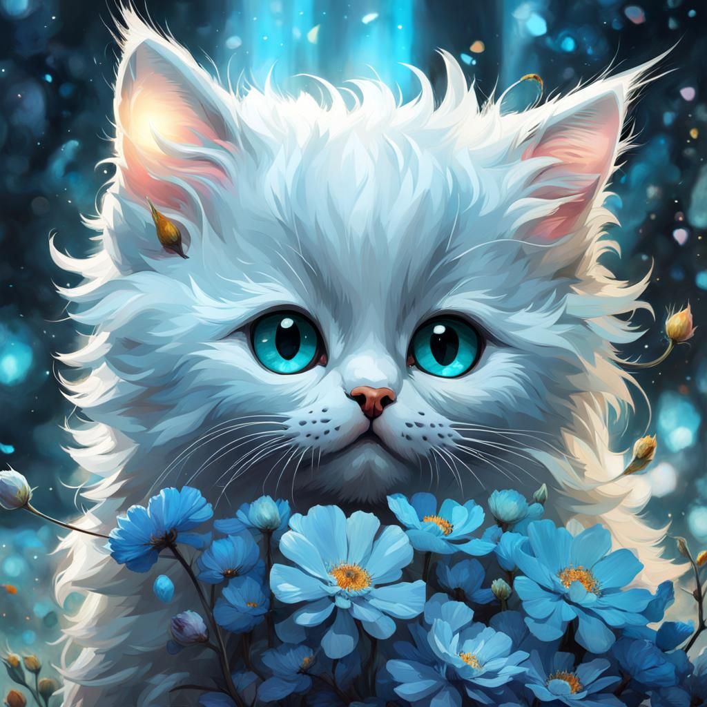 Cute Black Kitten with Dazzling Eyes