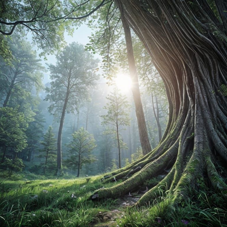 Nordic Warrior at Tree of Life in Black and White