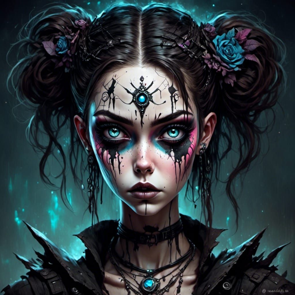 Gothic Female Portrait with Expressive Eyes