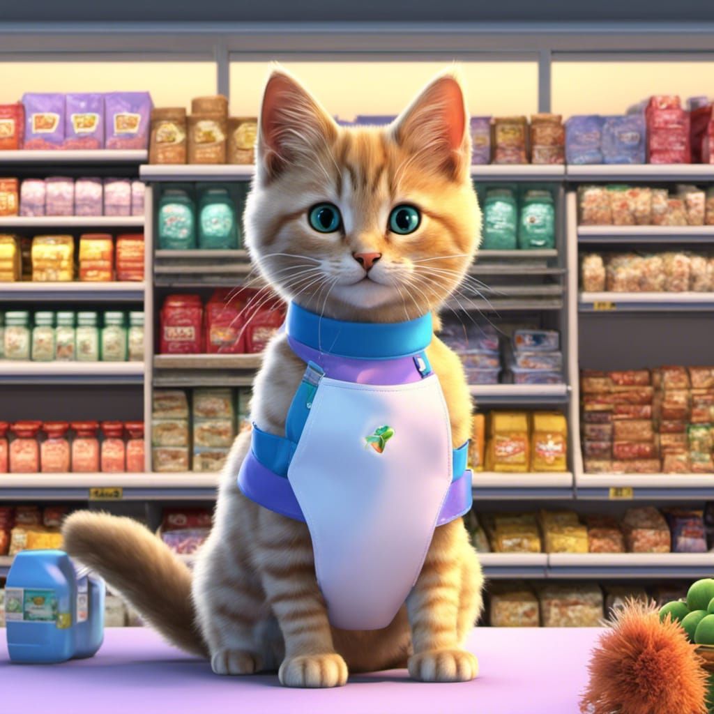 Cat in a supermarket