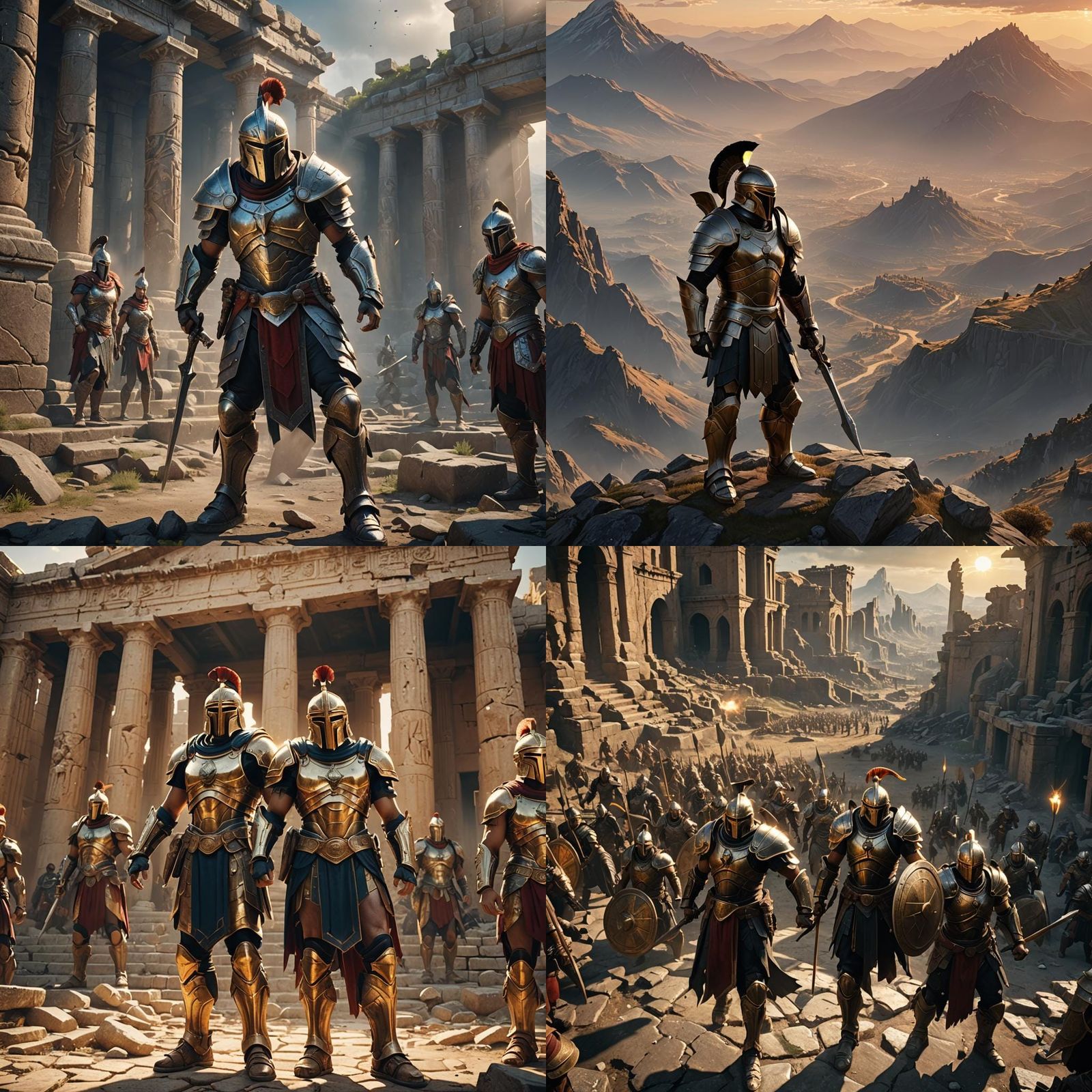 Epic 3D Game Scene of Spartan Descendants