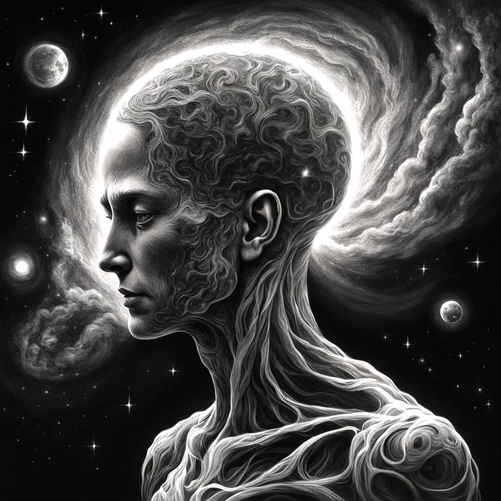 Hyperdetailed Charcoal Drawing of World Creation