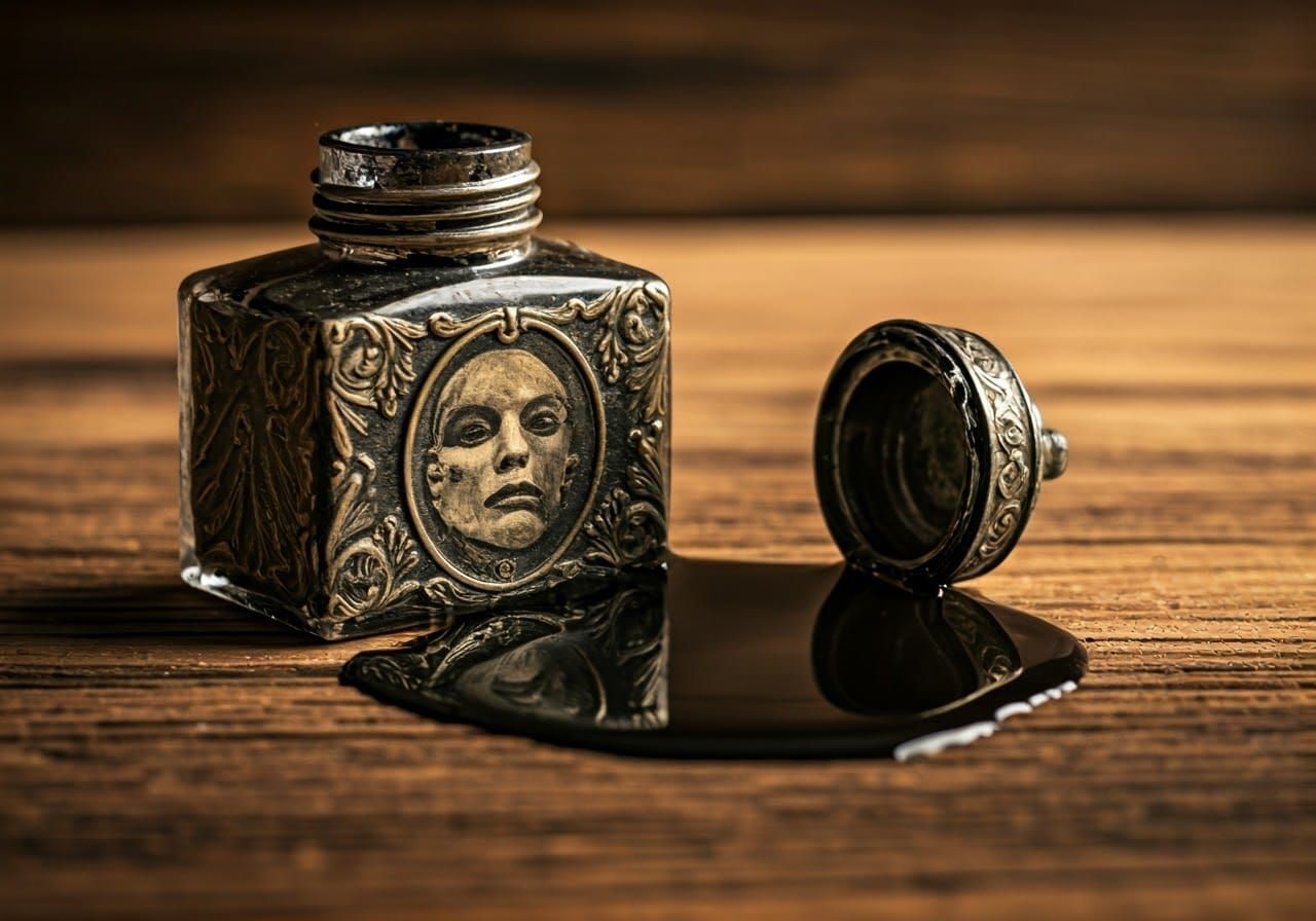 Inkwell Spill Creates Expressionist Abstract Face