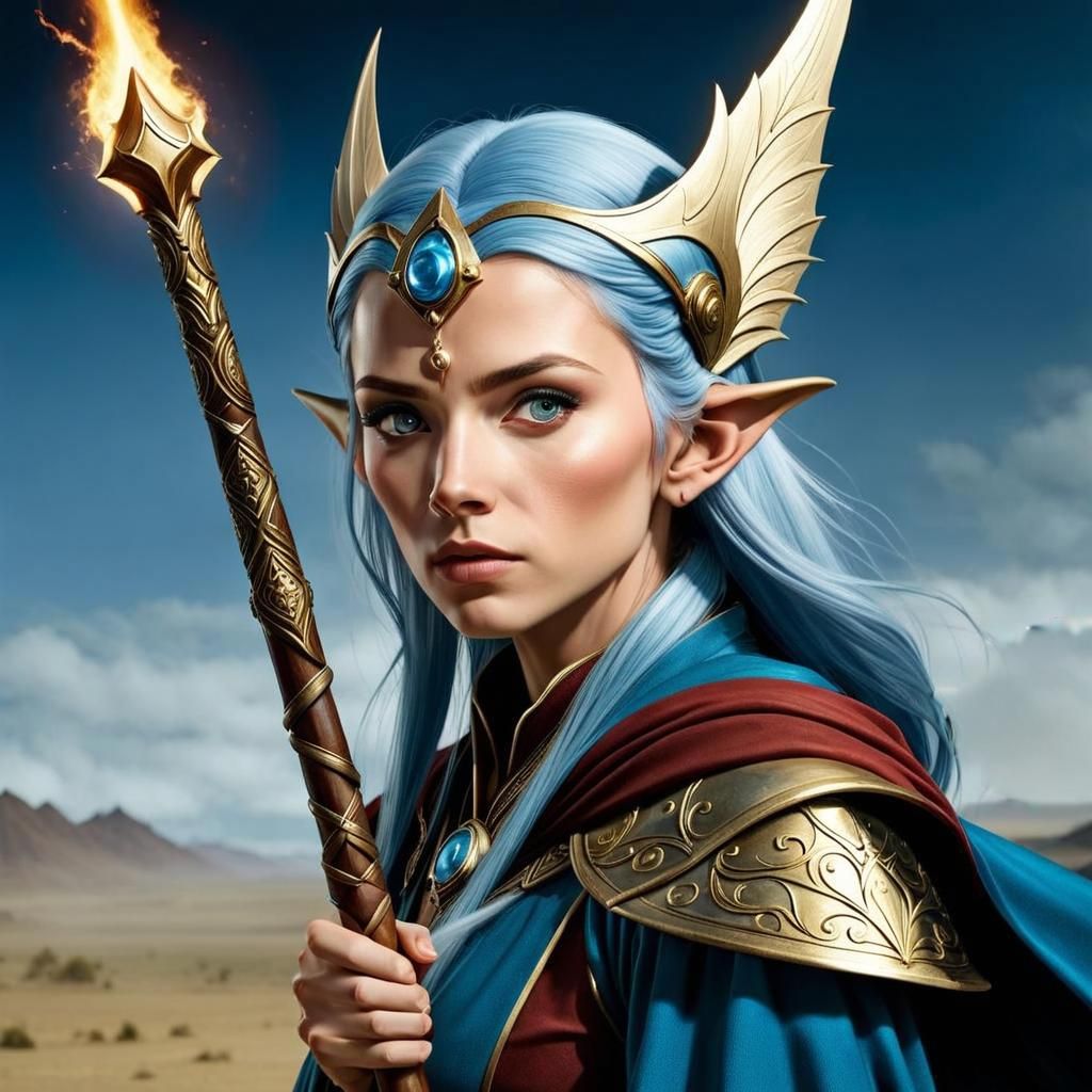 High Elf Mage Portrait on Battlefield