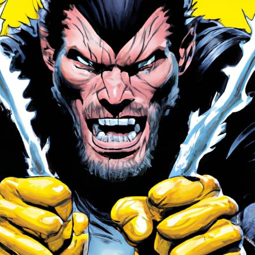 Wolverine with Metal Claws in Comic Book Art