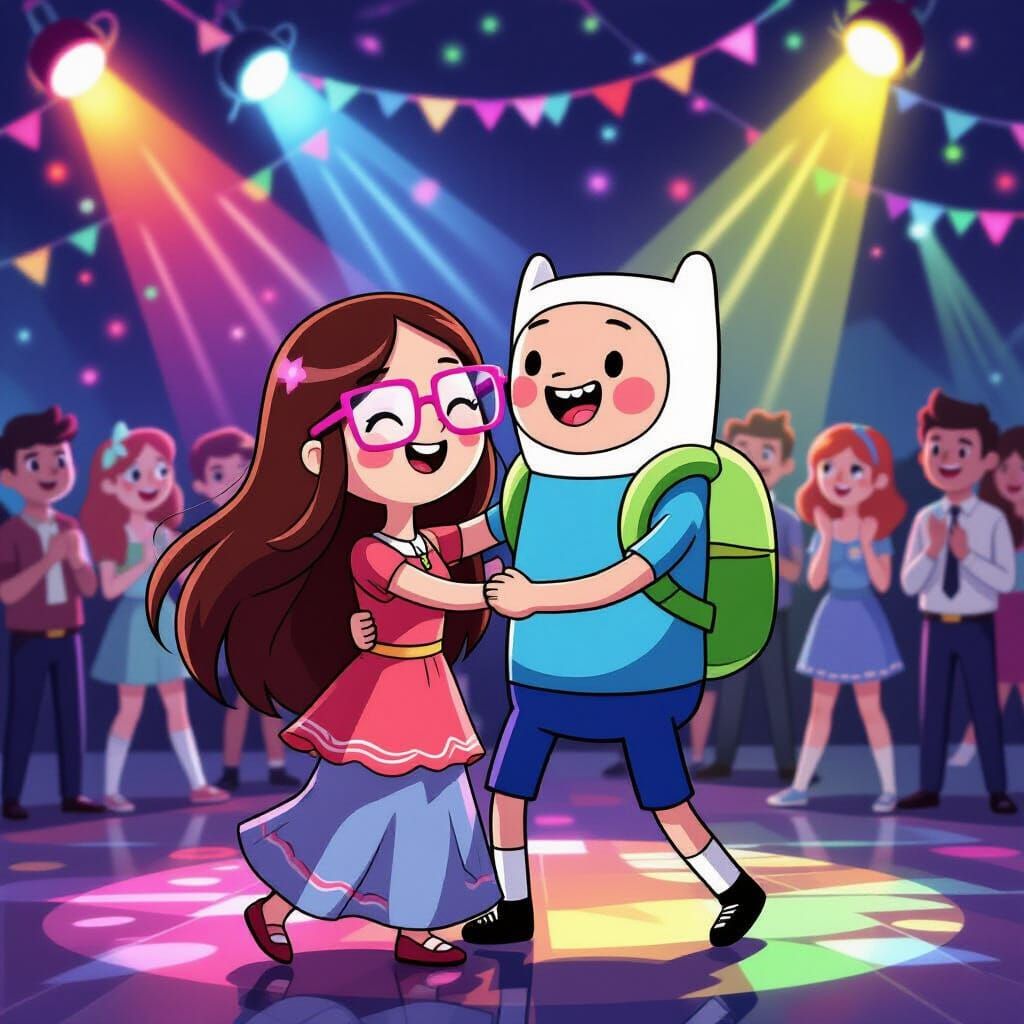 Finn Slow Dances with Girl at Vibrant School Dance
