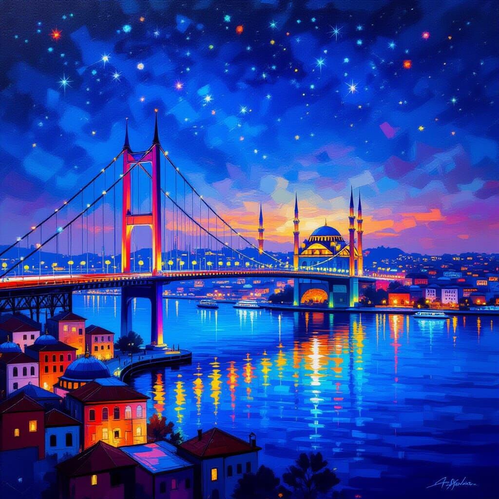 Vibrant Istanbul Nights Digital Painting