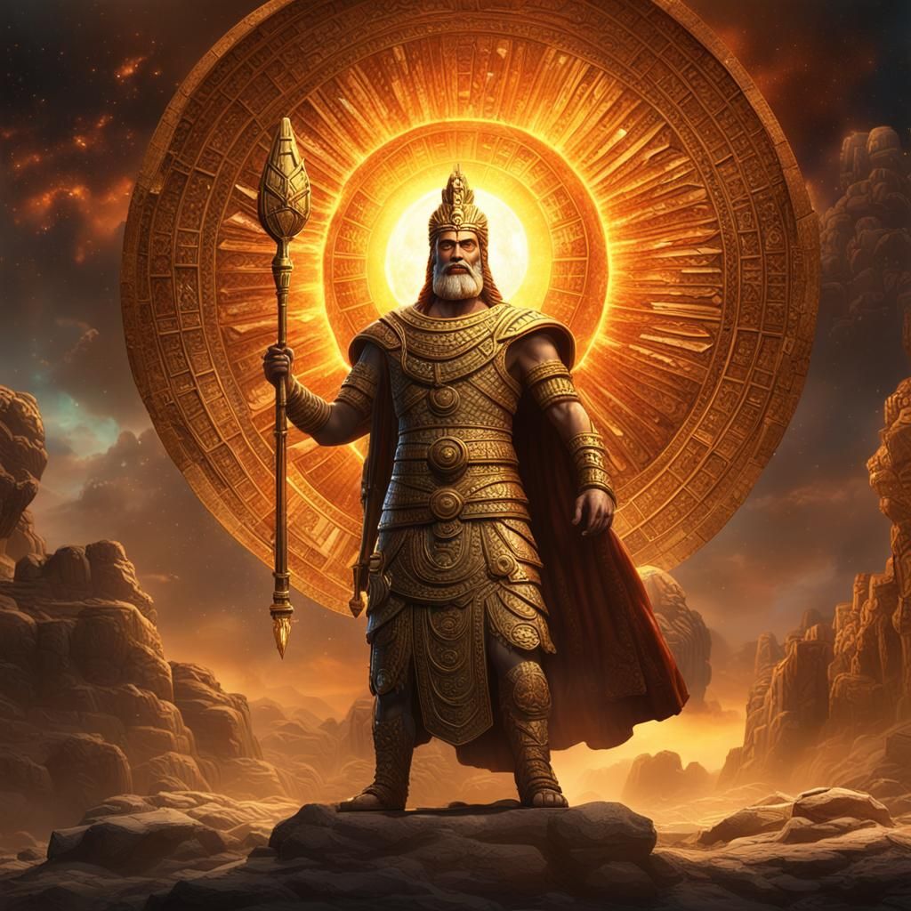 Utu: Sumerian Sun God of Justice in Detailed Matte Painting