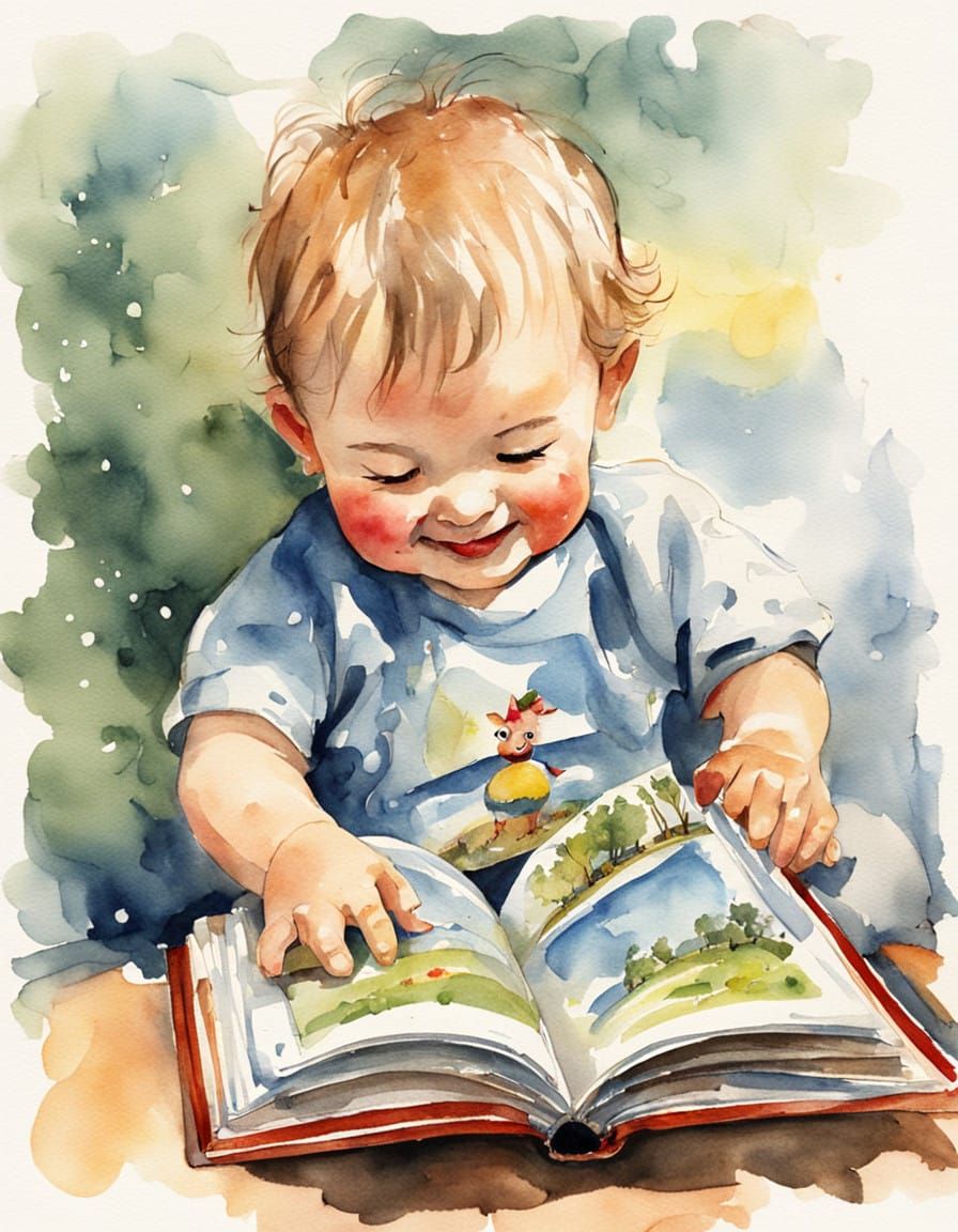 Sweet Young Reader Enjoys Storybook