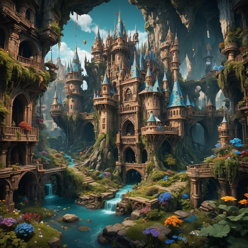 Fantastical Detailed Matte Painting in Deep Color