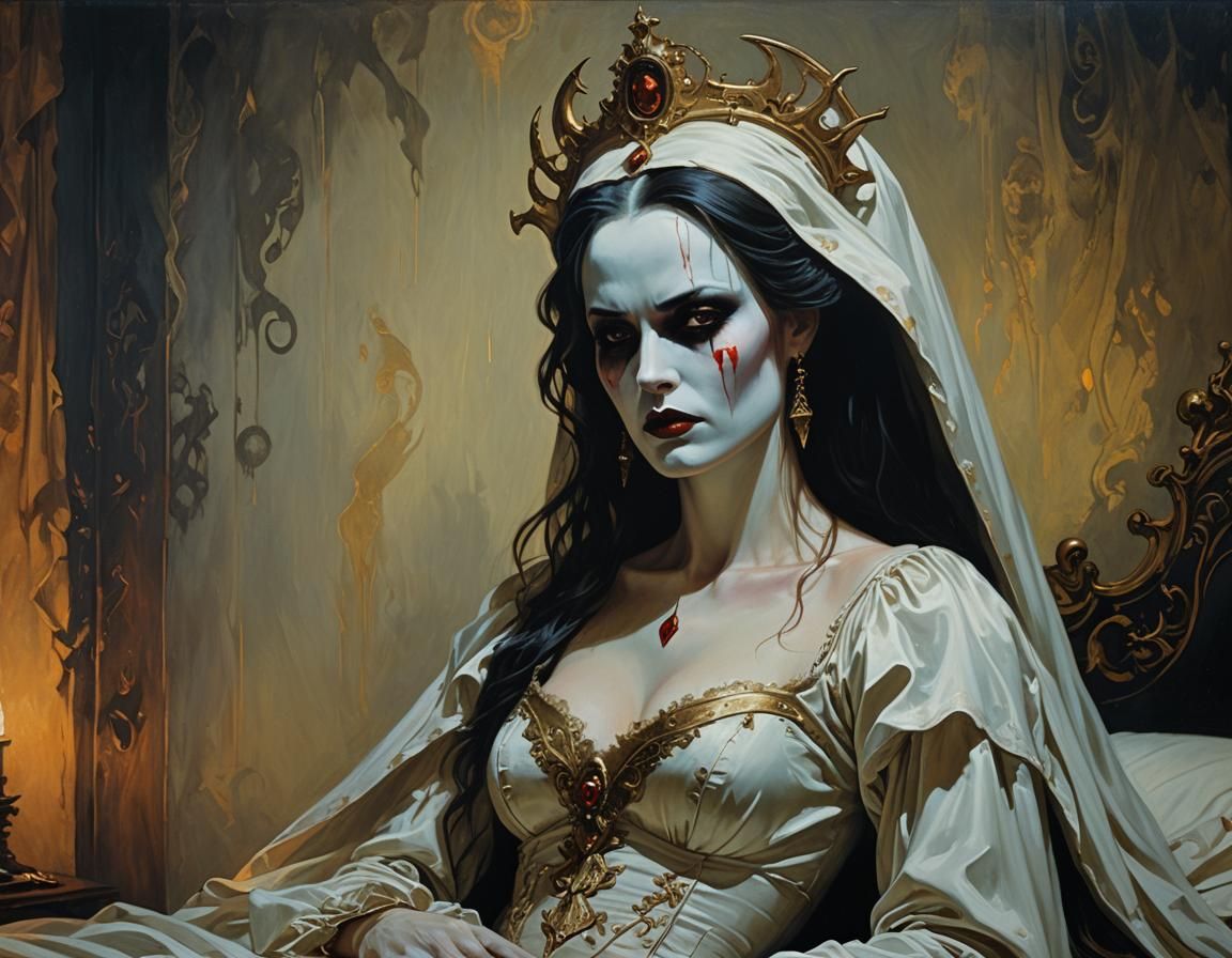 Eerie Ghostly Figure in 80s Horror Style Painting