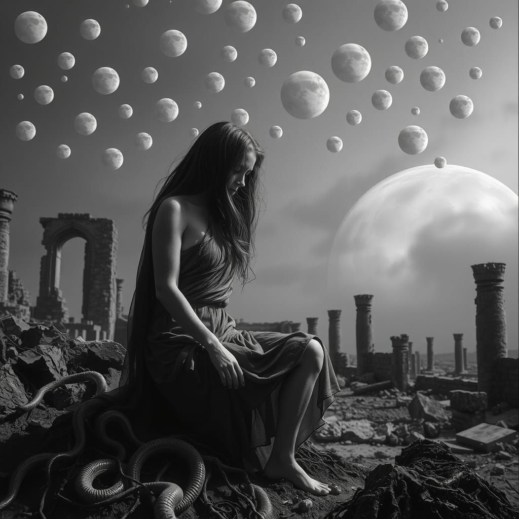 Twilight Ruins: Biomechanical Decay in Grayscale