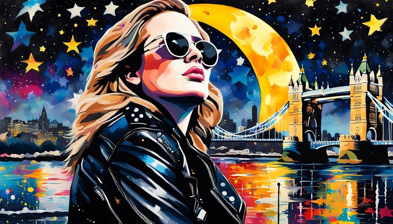 Adele in Pop Art Style with Tower Bridge