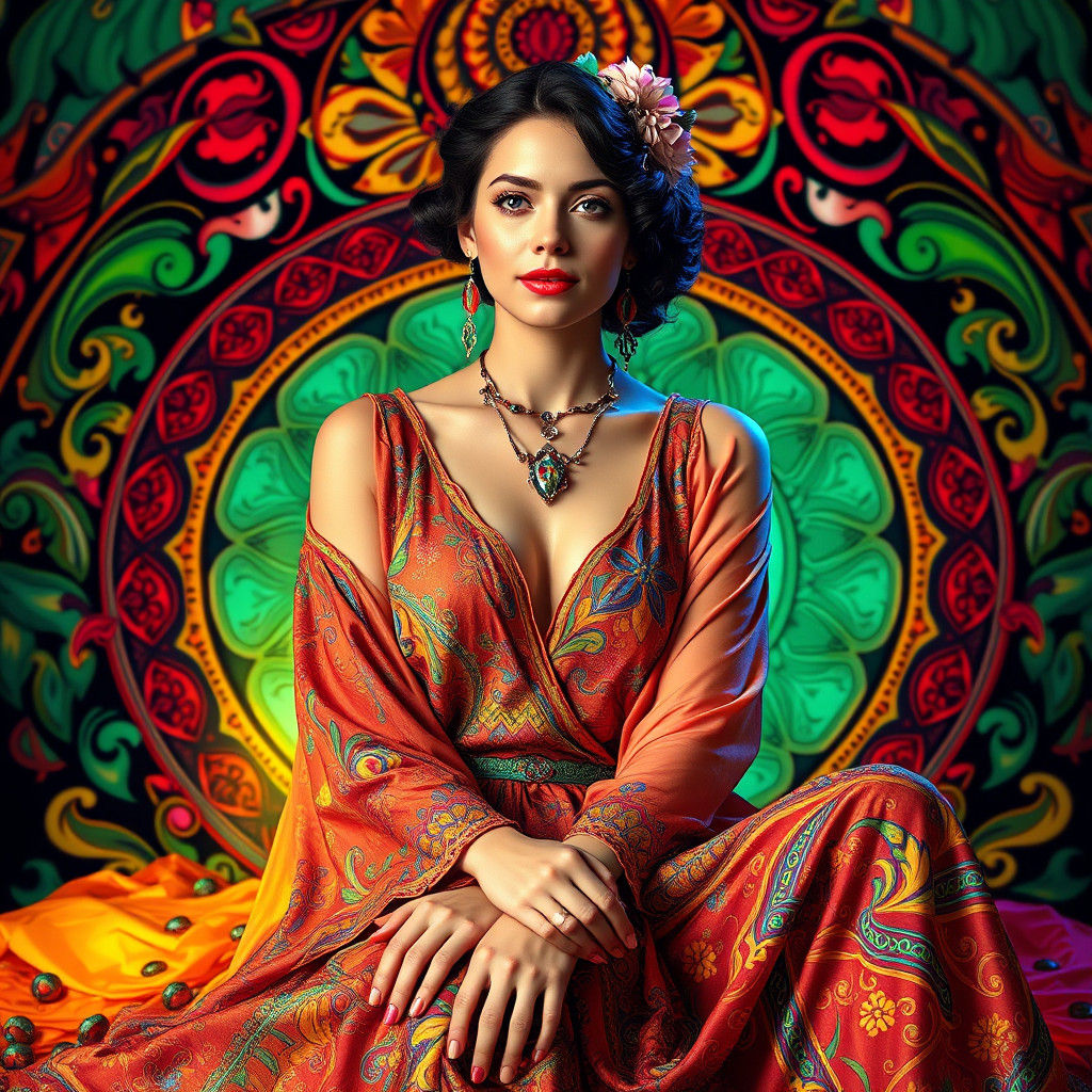 Elegant Lady Portrait in Art Nouveau Style