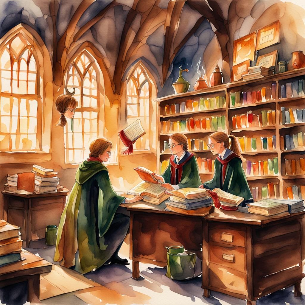 McGonagall and Hermione Shop at Hogwarts: Watercolor