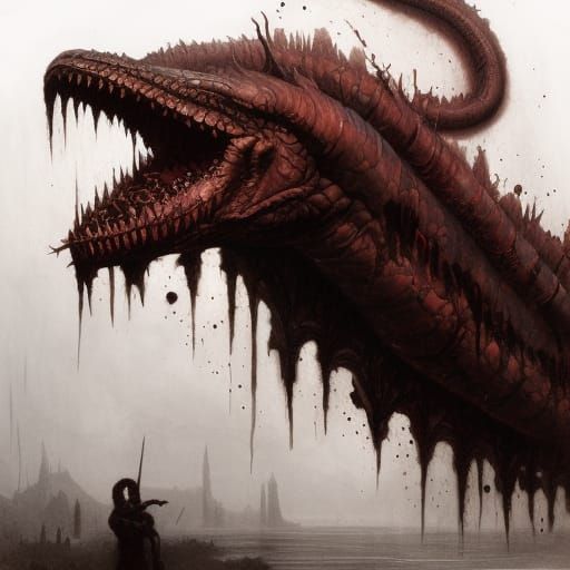 Hyperrealistic Snake Monster in Horror Art Style