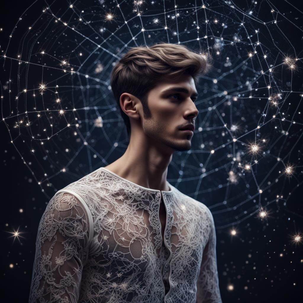 Fashionable Man in Lace with Constellations
