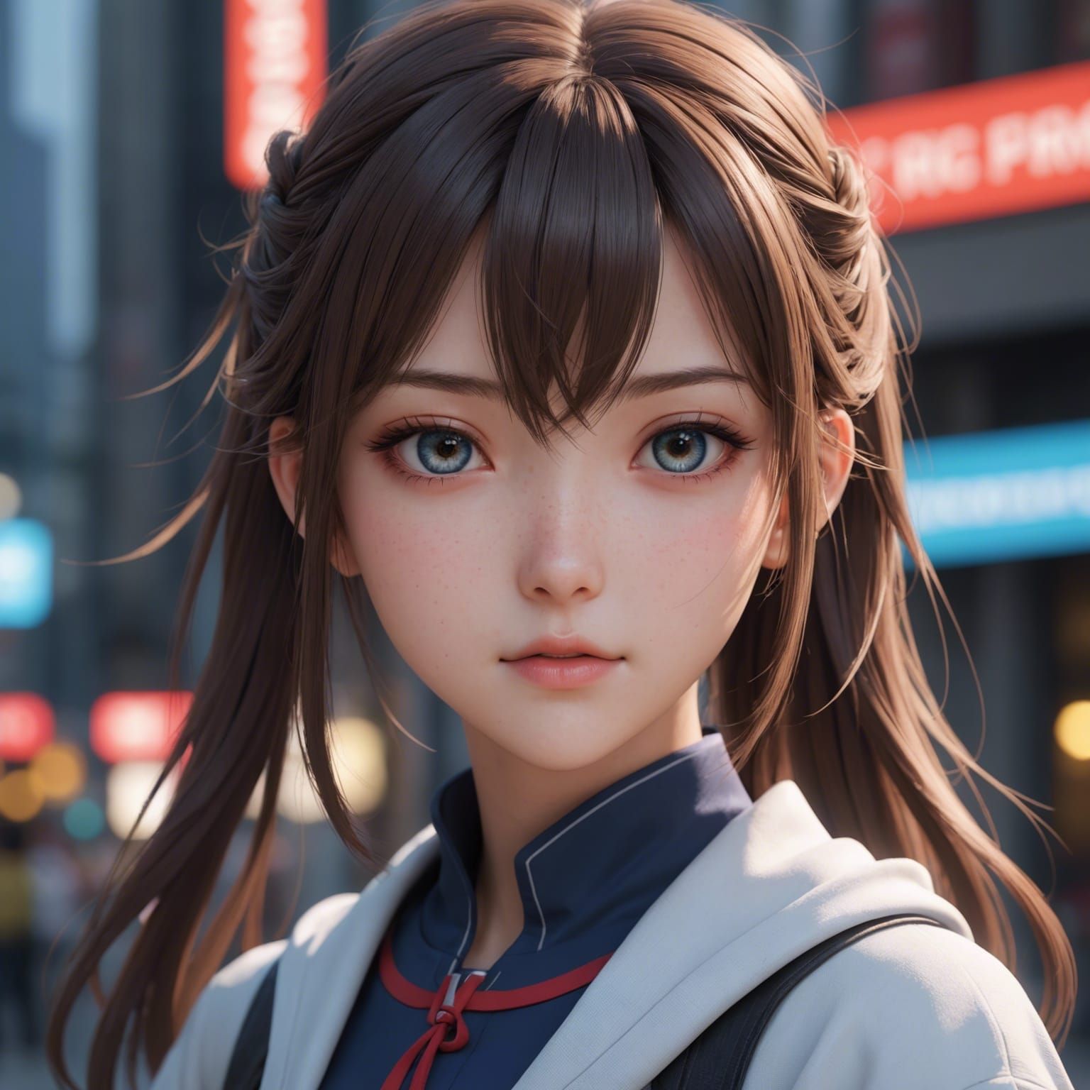 Detailed 3D Anime Girl Concept Art