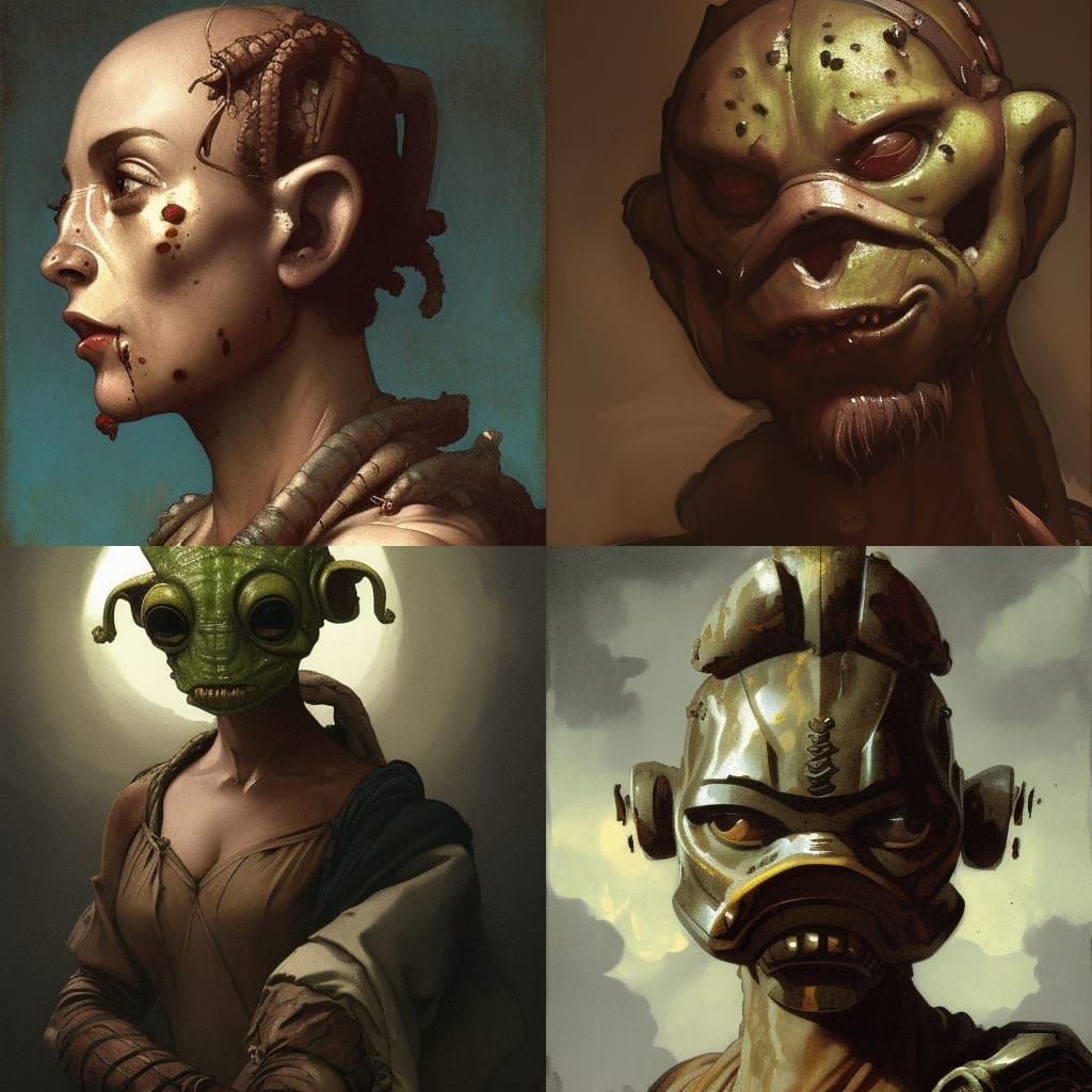 Gothic Rodian Portrait in Ink, 8K Resolution