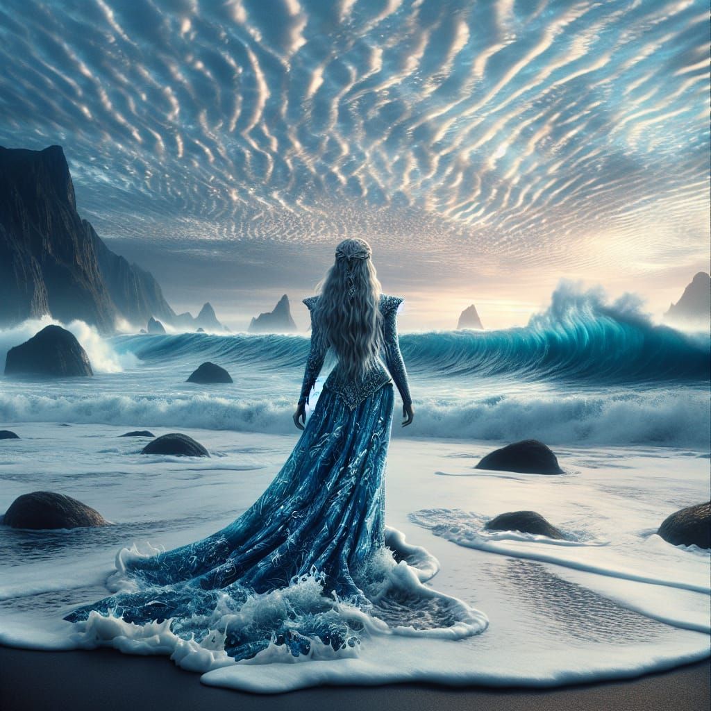 Majestic Goddess Emerges from the Fractured Ocean