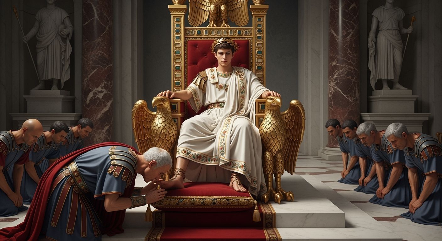 Emperor Nero on Luxurious Throne, Digital Art
