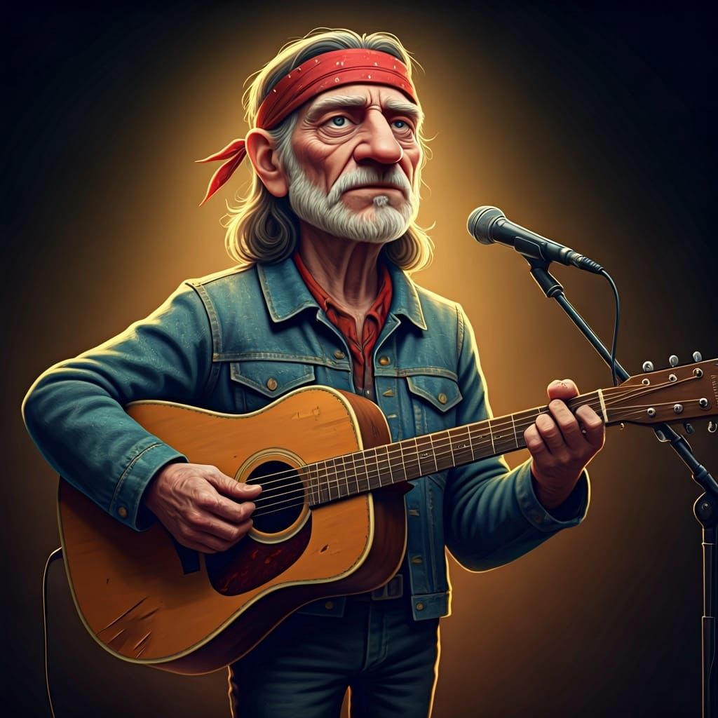 Willie Nelson Anthropomorphic Folk Art Portrait