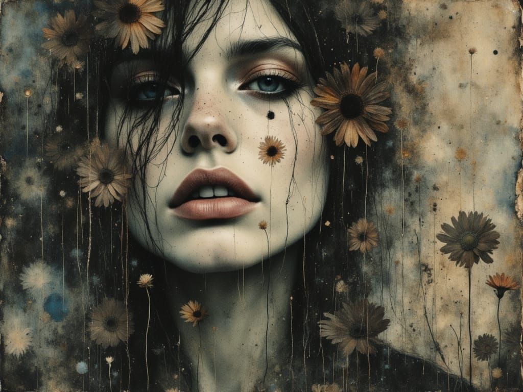 Surreal Female Figure Embodies Chaos in Watercolor and Alcoh...