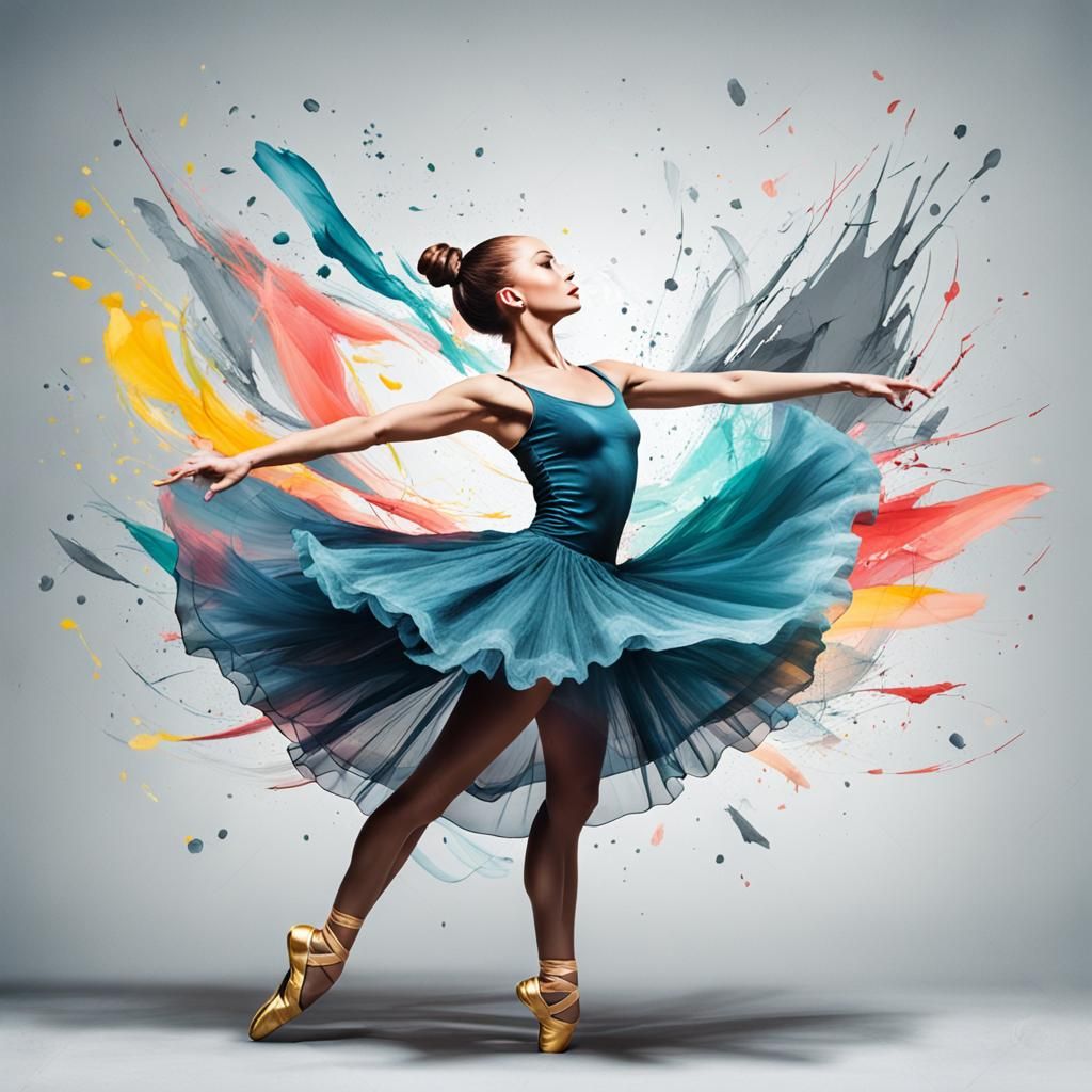 Ballerina Dancing with Acid Color Celophane Effect