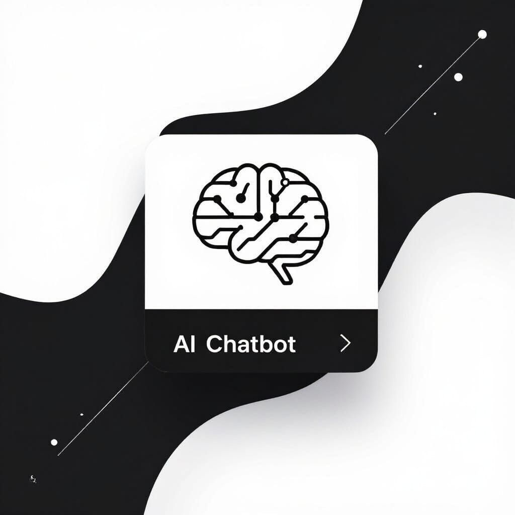 Minimalist AI Chatbot Product Card in Black and White