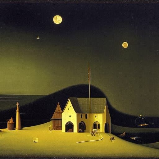 Surreal Sci-Fi Night Sky with Mice, Deep Color