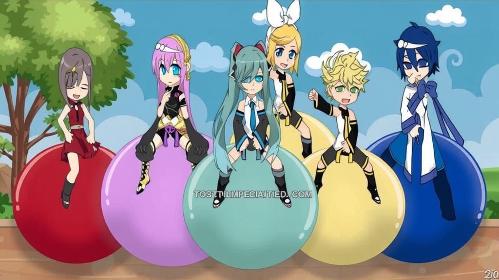 Vocaloids Riding Hoppers: A Whimsical Scene