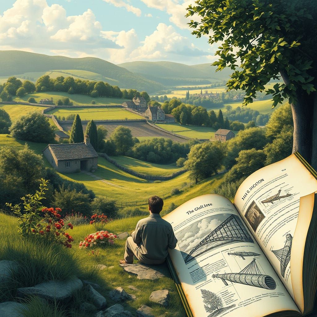 A Serene English Landscape in Evocative Grisaille Style