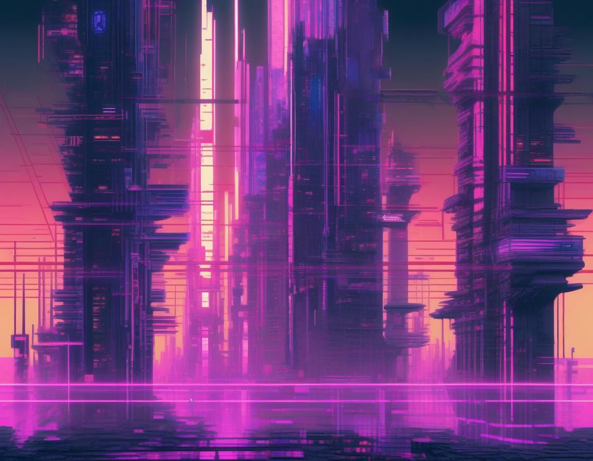 Midnight Glitchcore Metropolis in Cyberpunk Style