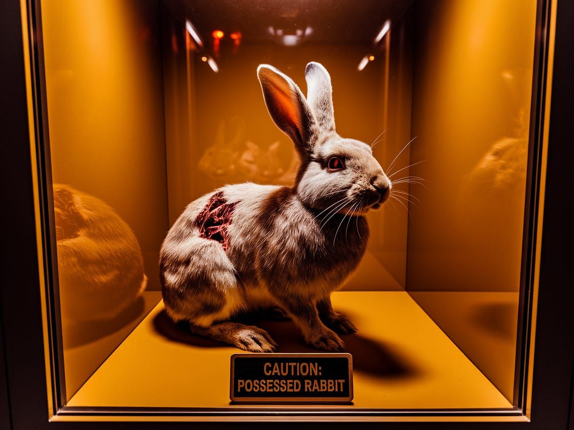 Possessed Taxidermied Rabbit in Museum