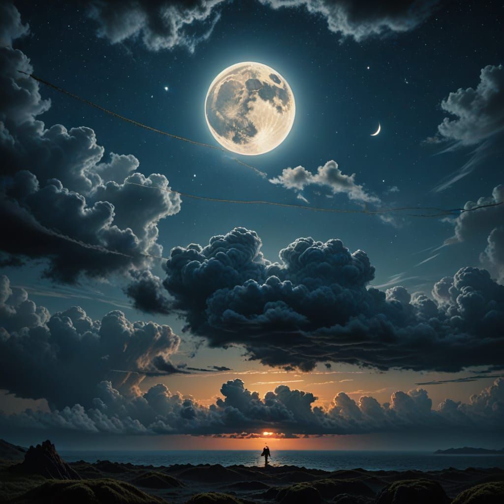 Cinematic Moonlit Night in Warm Golden Light