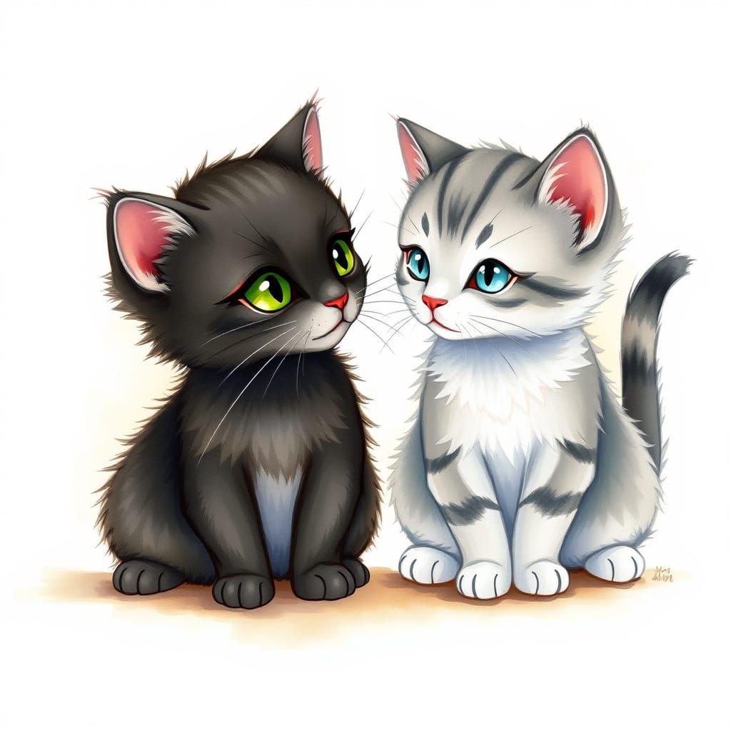 Whimsical Kittens in Golden Light