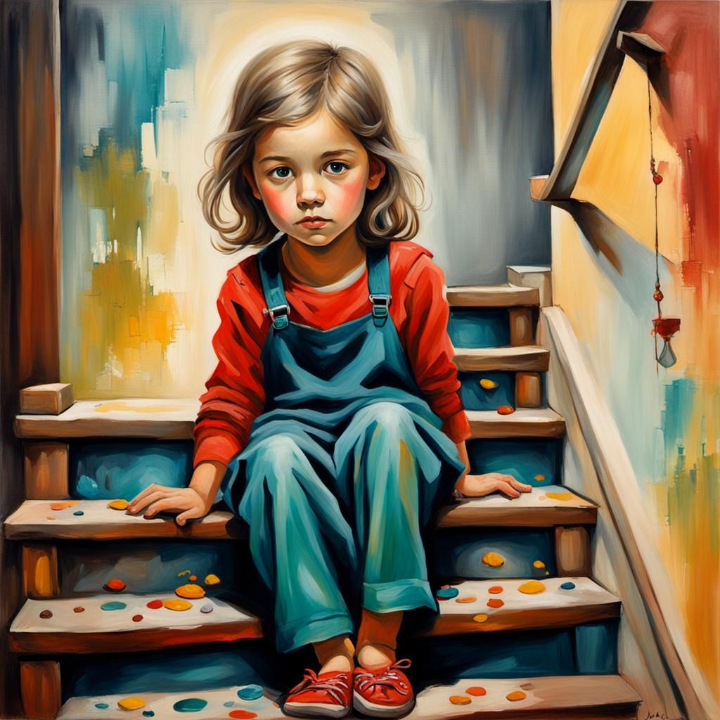 Whimsical Fantasy Art: Girl with Elaborate Braids