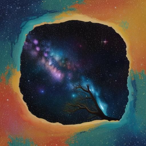 Tree Reaching for Cosmos: Gouache Impasto Masterwork