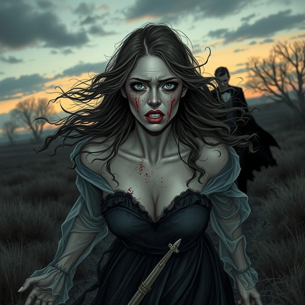 Terrified Ghost Running in High-Contrast Comic Book Style