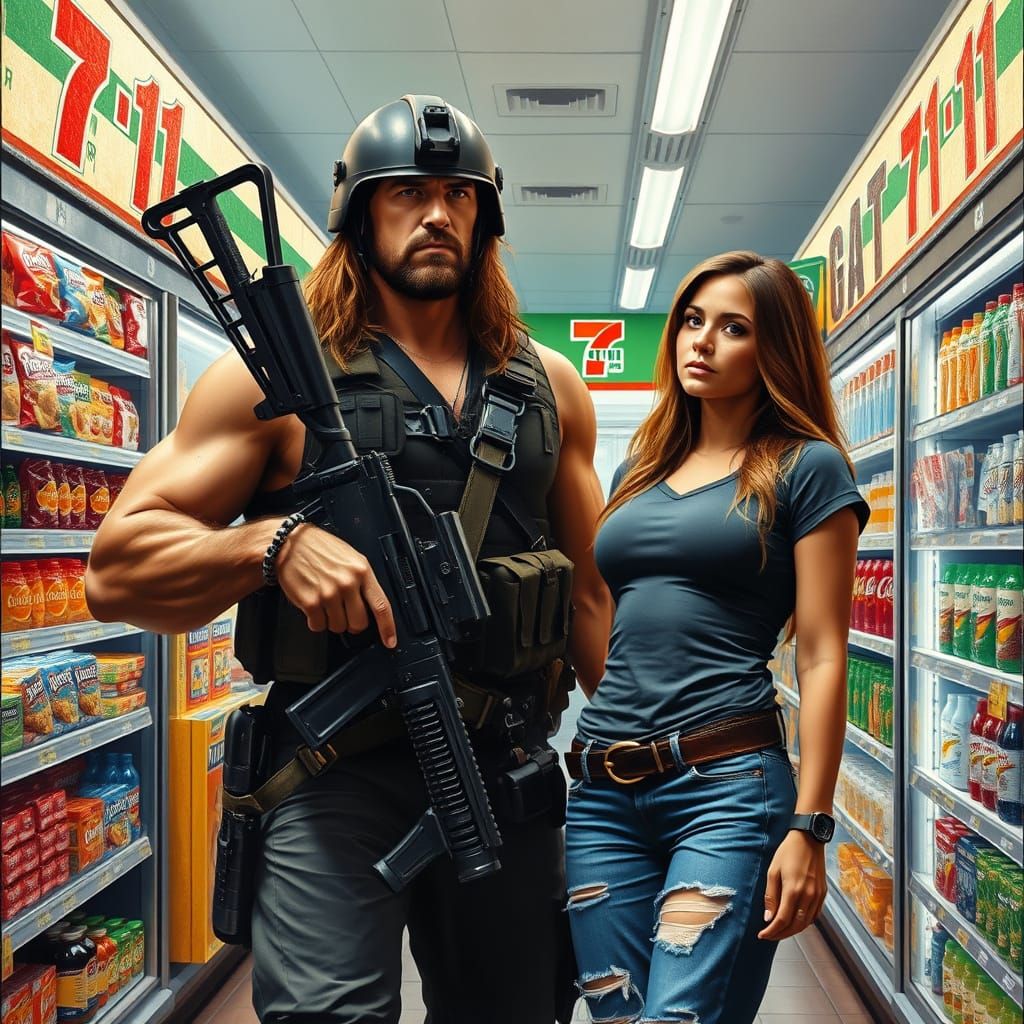 Conan in Modern Combat Gear Stands Assertively in 7-11 with ...