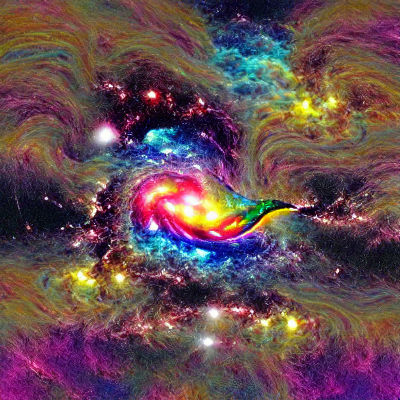 Spectacular Galactic Birth in Deep Space