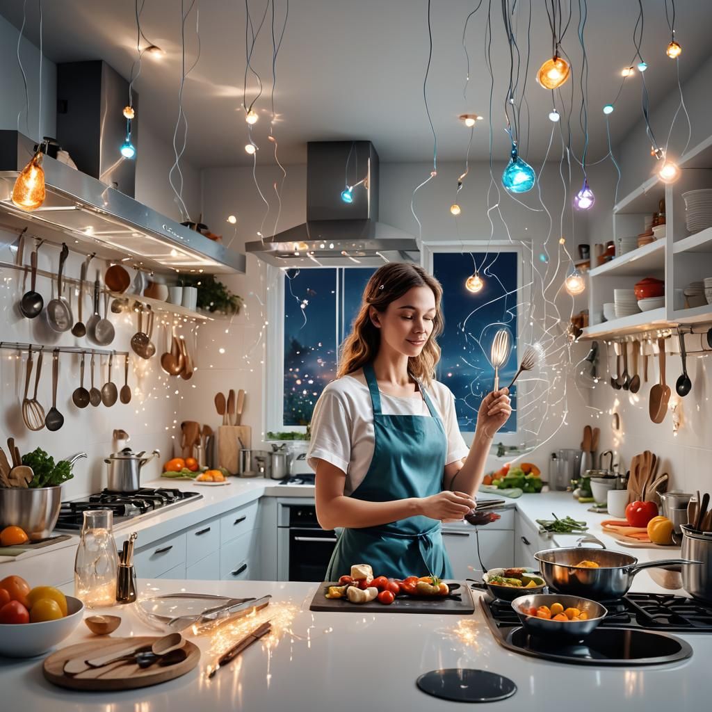 Kitchen Brought to Life with Magic in Surreal Digital Art